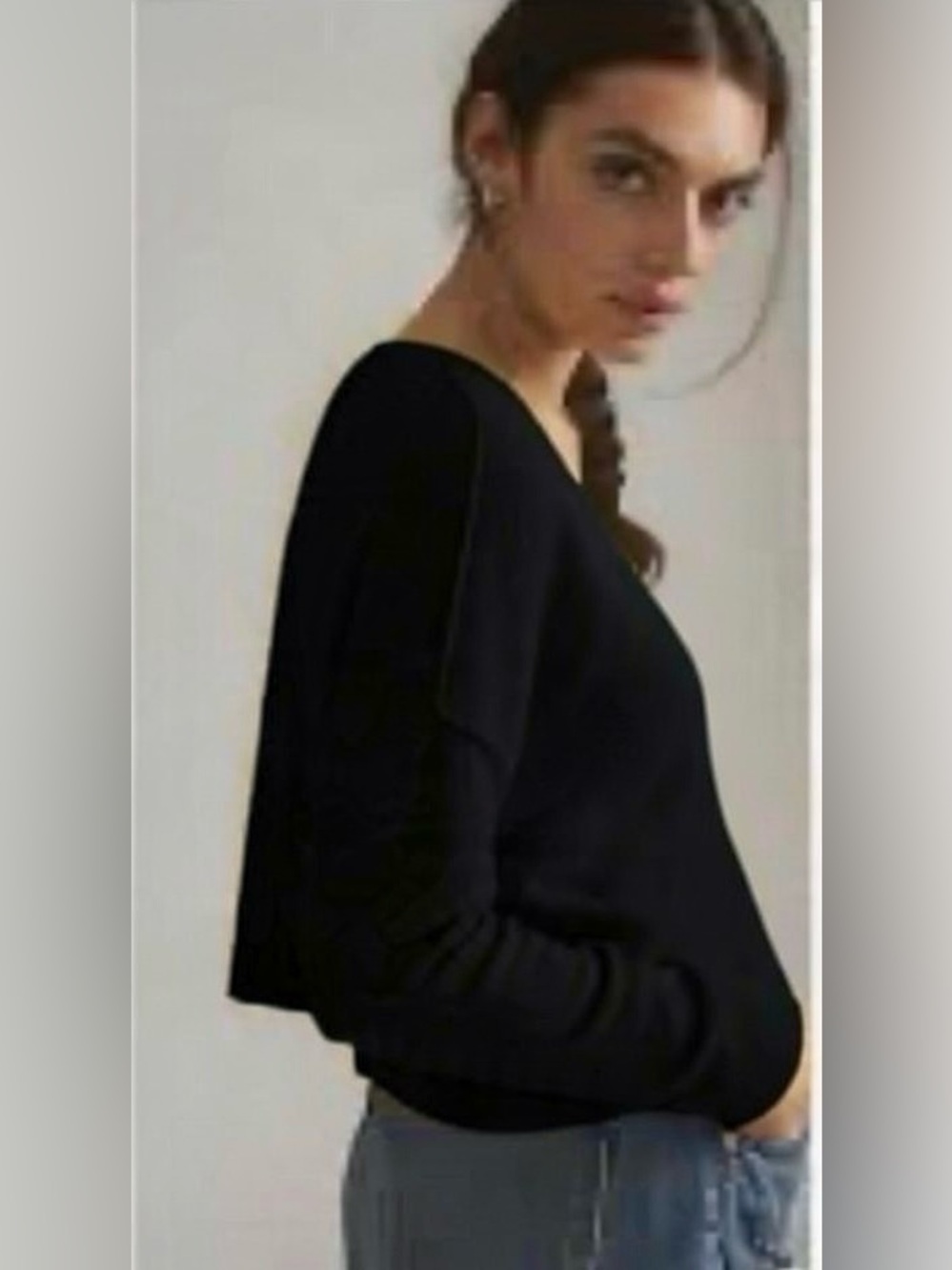 Anthropologie Pilcro Valani 100% Cashmere Sweater Women V-Neck Crop